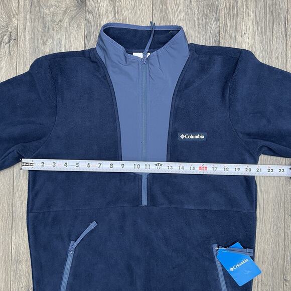 Columbia 1/2 Zip Fleece Jacket Sz Small Mens Navy Blue Sequoia Grove $60 - Picture 5 of 12